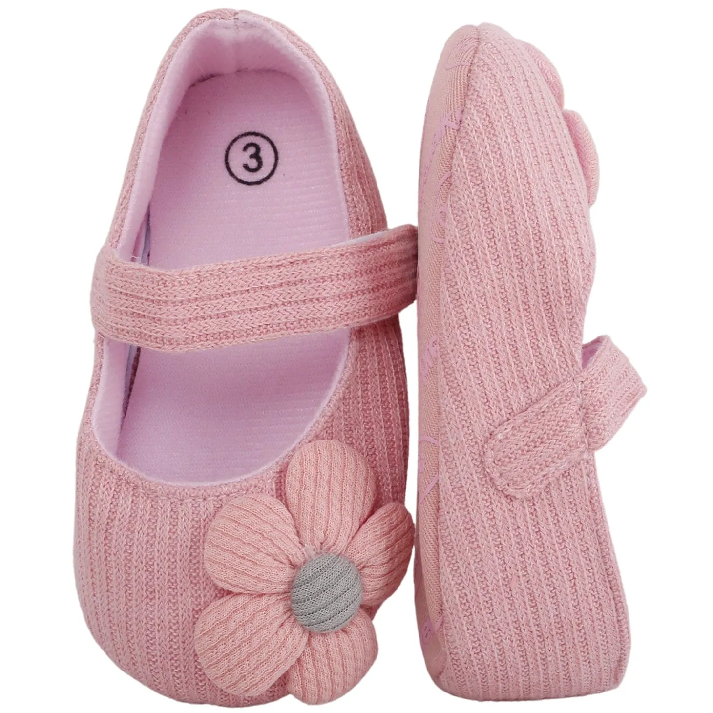 Baby Moo Floral Applique Peach Booties