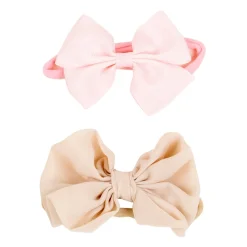 Baby Moo Floral Bow Infant Girl 4-Piece Gift Hairband And Socks Set - Beige