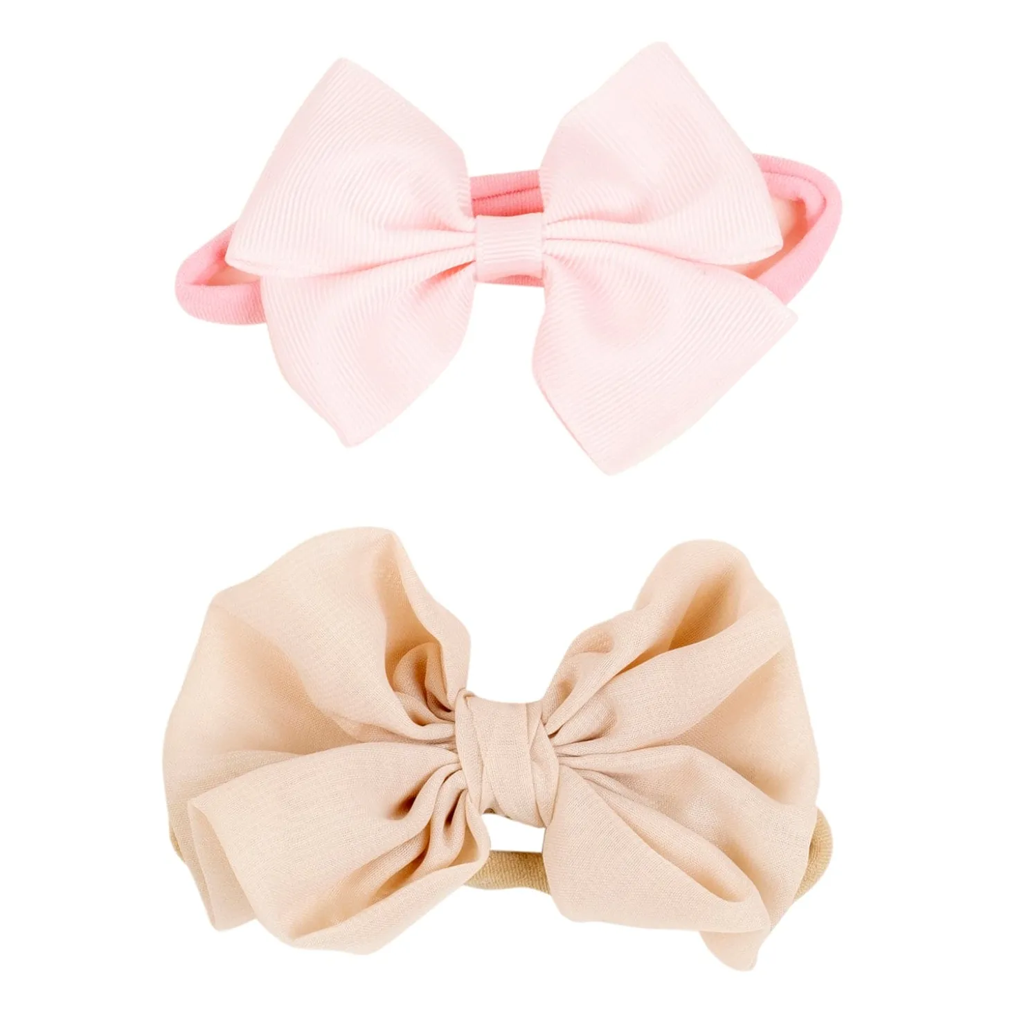 Baby Moo Floral Bow Infant Girl 4-Piece Gift Hairband And Socks Set - Beige