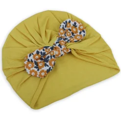 Baby Moo Floral Bow Matching Cap And Socks Set - Yellow