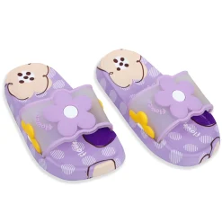 Baby Moo Floral 3D Beach Slippers Sliders - Purple