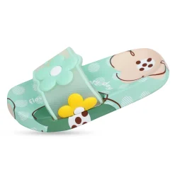 Baby Moo Floral 3D Beach Slippers Sliders - Sea Green