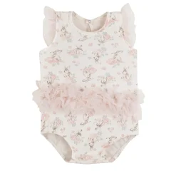Baby Moo Floral Gift Set 3 Piece With Bodysuit, Socks And Headband - Peach
