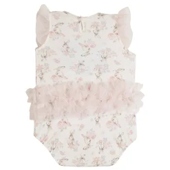 Baby Moo Floral Gift Set 3 Piece With Bodysuit, Socks And Headband - Peach