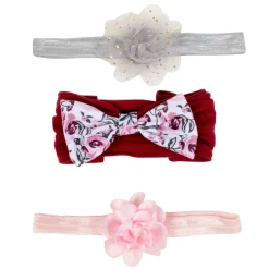 Baby Moo Floral Infant Girl 6-Piece Gift Hairband And Socks Set - Maroon