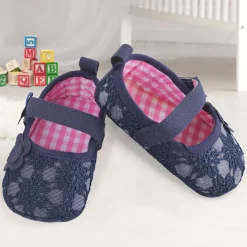Baby Moo Floral Lace Blue Booties