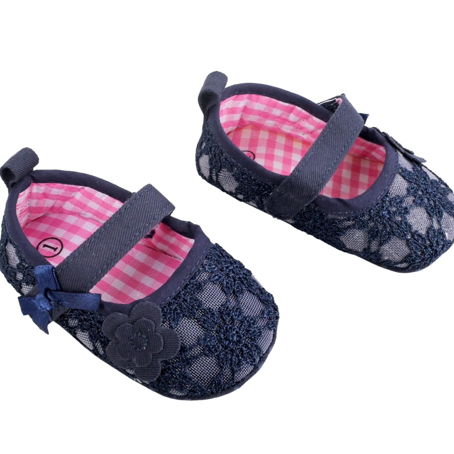 Baby Moo Floral Lace Blue Booties
