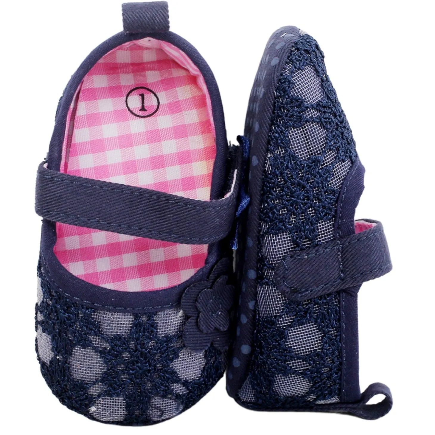 Baby Moo Floral Lace Blue Booties
