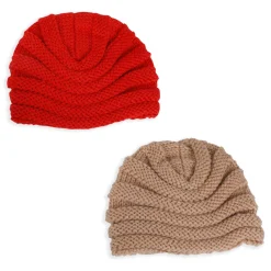 Baby Moo Floral Petals 2 Pack Turban Caps - Red And Brown