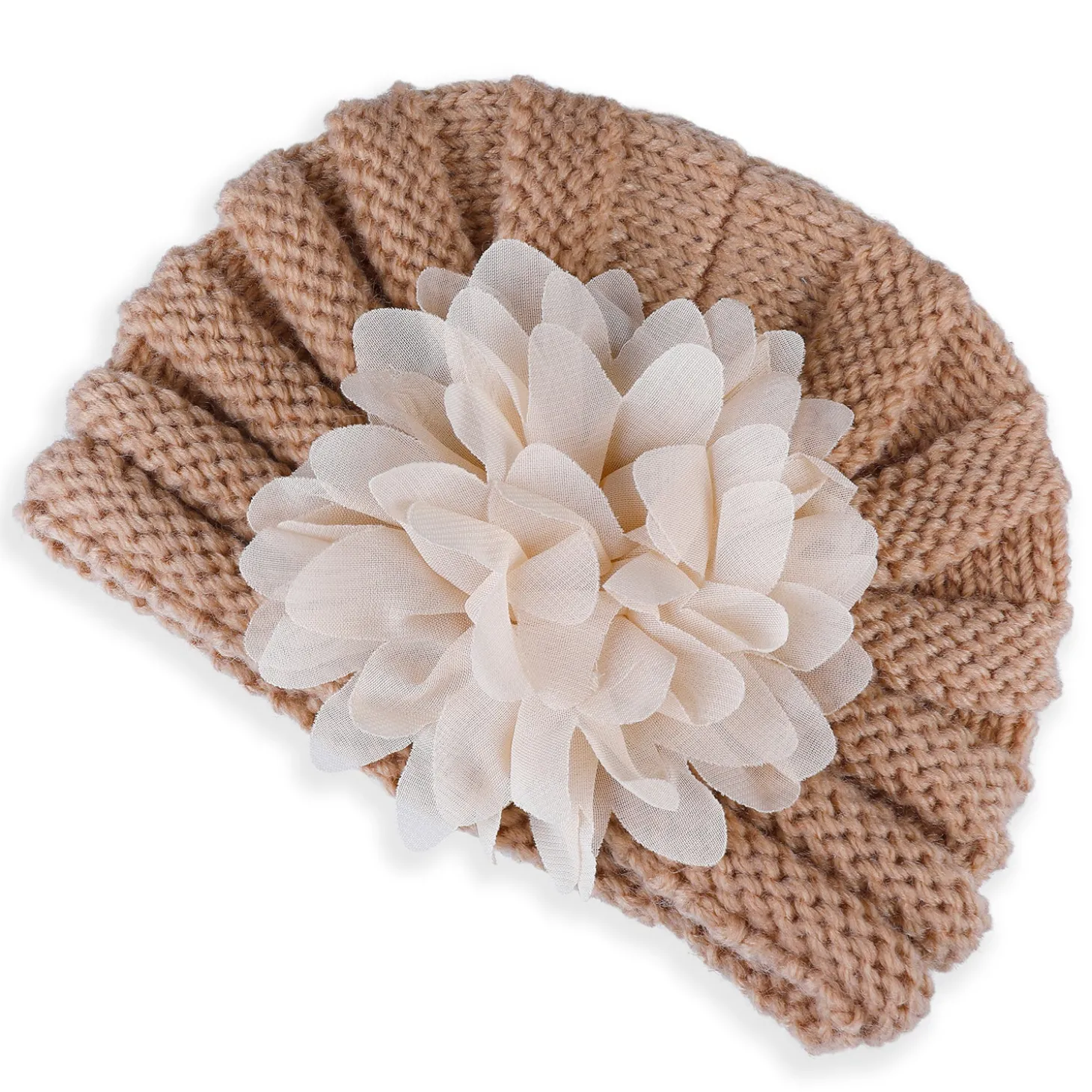 Baby Moo Floral Petals 2 Pack Turban Caps - Red And Brown