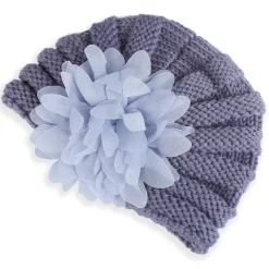 Baby Moo Floral Petals 2 Pack Turban Caps - Pink And Grey