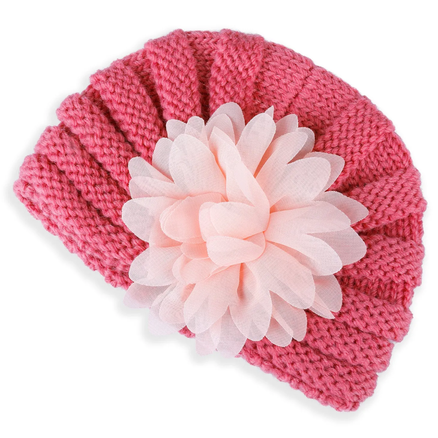 Baby Moo Floral Petals 2 Pack Turban Caps - Pink And White
