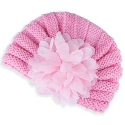 Baby Moo Floral Petals 2 Pack Turban Caps - Pink And Navy Blue