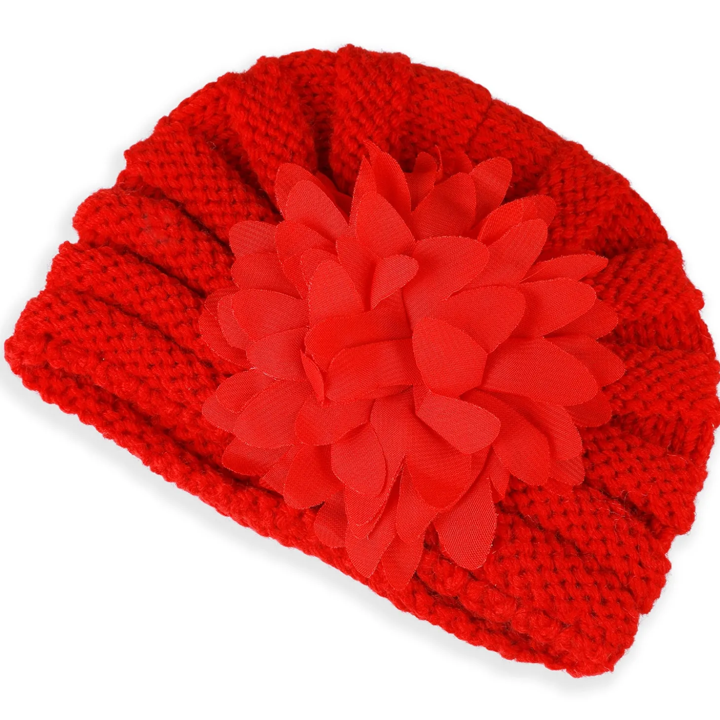 Baby Moo Floral Petals 2 Pack Turban Caps - Red And Brown