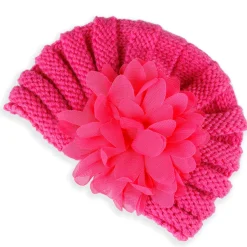 Baby Moo Floral Petals 2 Pack Turban Caps - Pink And Grey