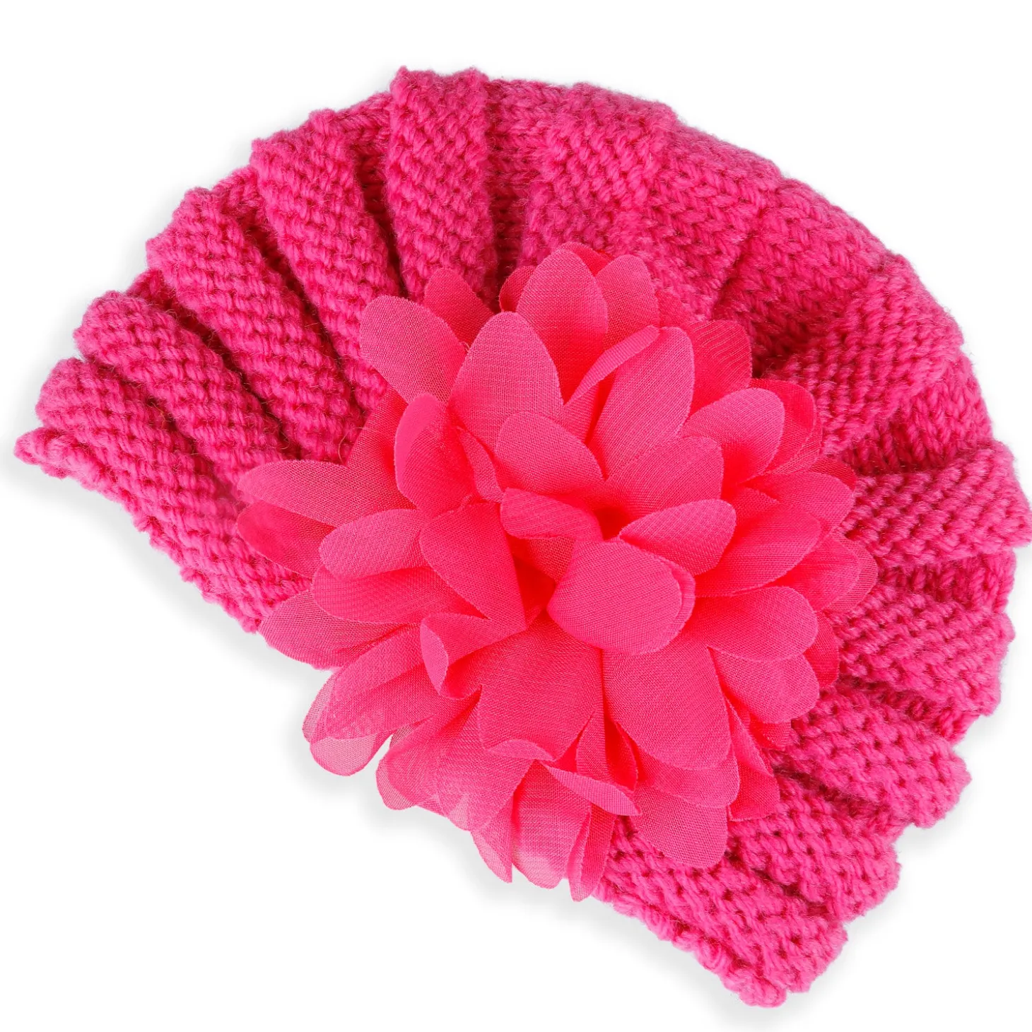Baby Moo Floral Petals 2 Pack Turban Caps - Pink And Grey