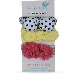Baby Moo Floral Polka Dots Headband Set of 3 - Multicolour