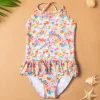 Baby Moo Floral Print Beach One-Piece Swimsuit Pool Swimming Costume - Pink