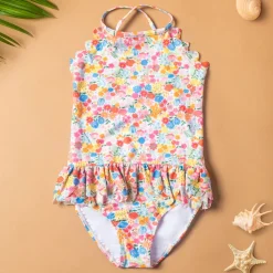 Baby Moo Floral Print Beach One-Piece Swimsuit Pool Swimming Costume - Pink