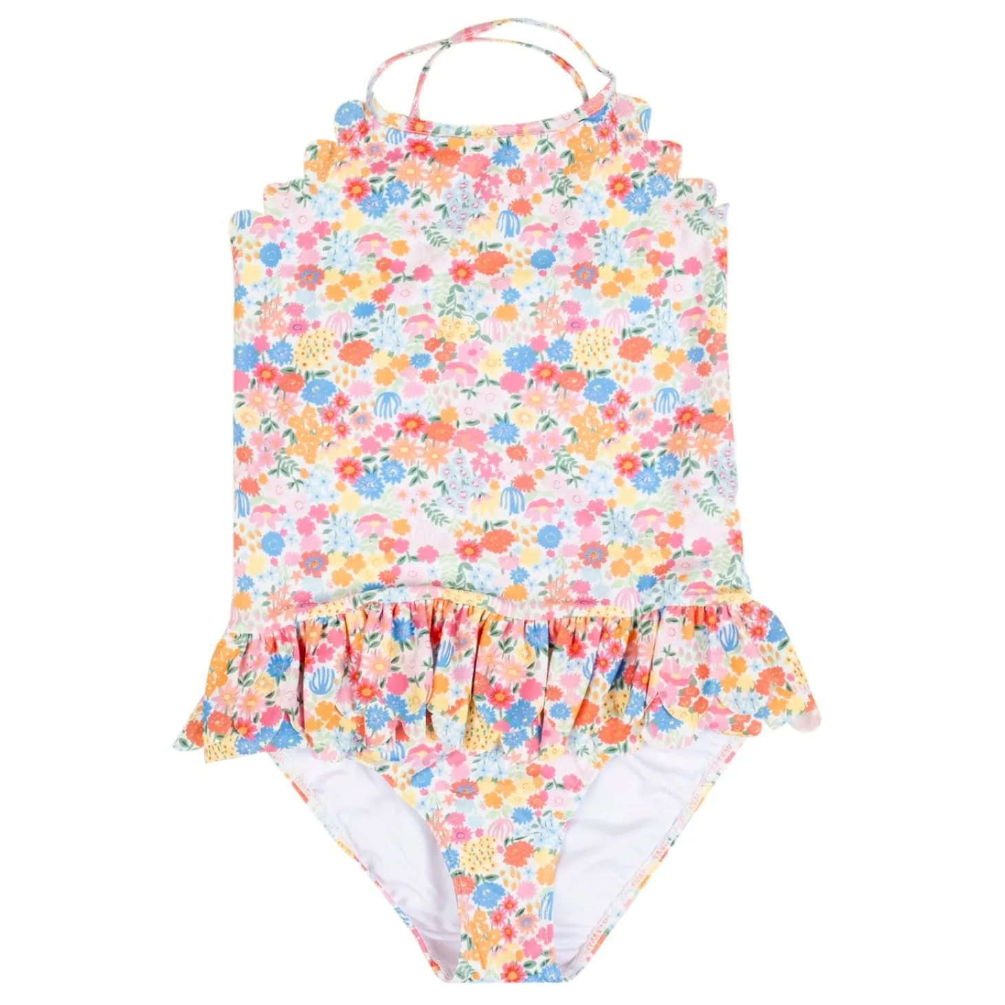 Baby Moo Floral Print Beach One-Piece Swimsuit Pool Swimming Costume - Pink