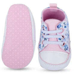 Baby Moo Floral Print Pink Lace Up Booties