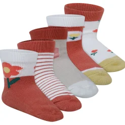 Baby Moo Floral Soft Socks Pack of 5 - Peach, White
