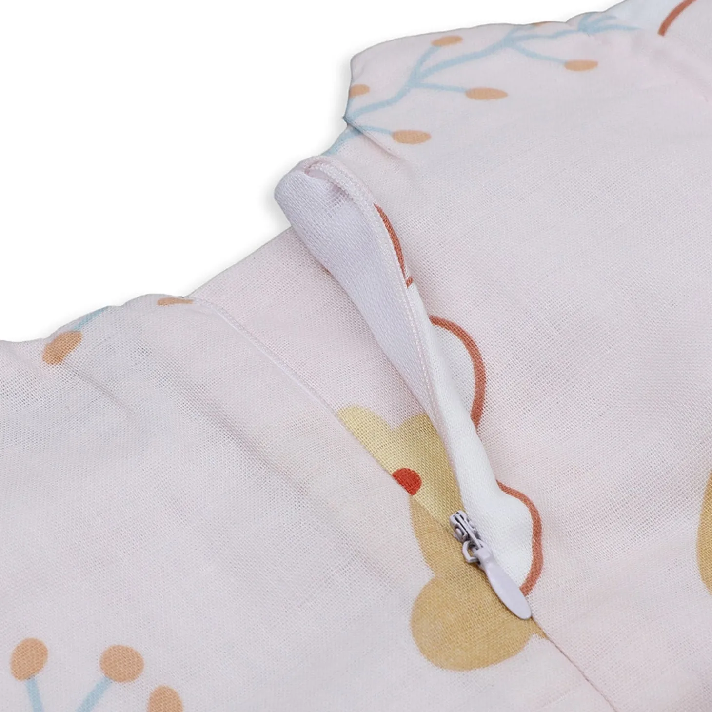 Baby Moo Floral Teddy Bow With Short Sleeves Muslin Dress - Peach