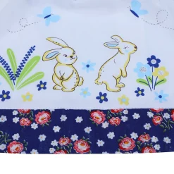 Baby Moo Floral Unicorn Flutter Sleeves Knee Length Frock - Blue