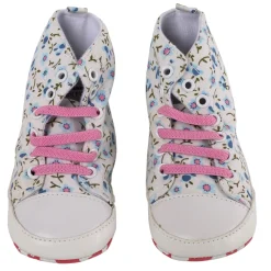 Baby Moo Floral White And Pink High Top Booties