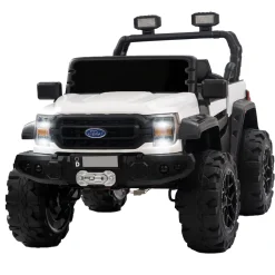 Baby Moo Ford 4X4 Battery Operated Electric Ride On Jeep Rechargeable 12V Battery With Remote Control LED Lights, Music & USB Port - White