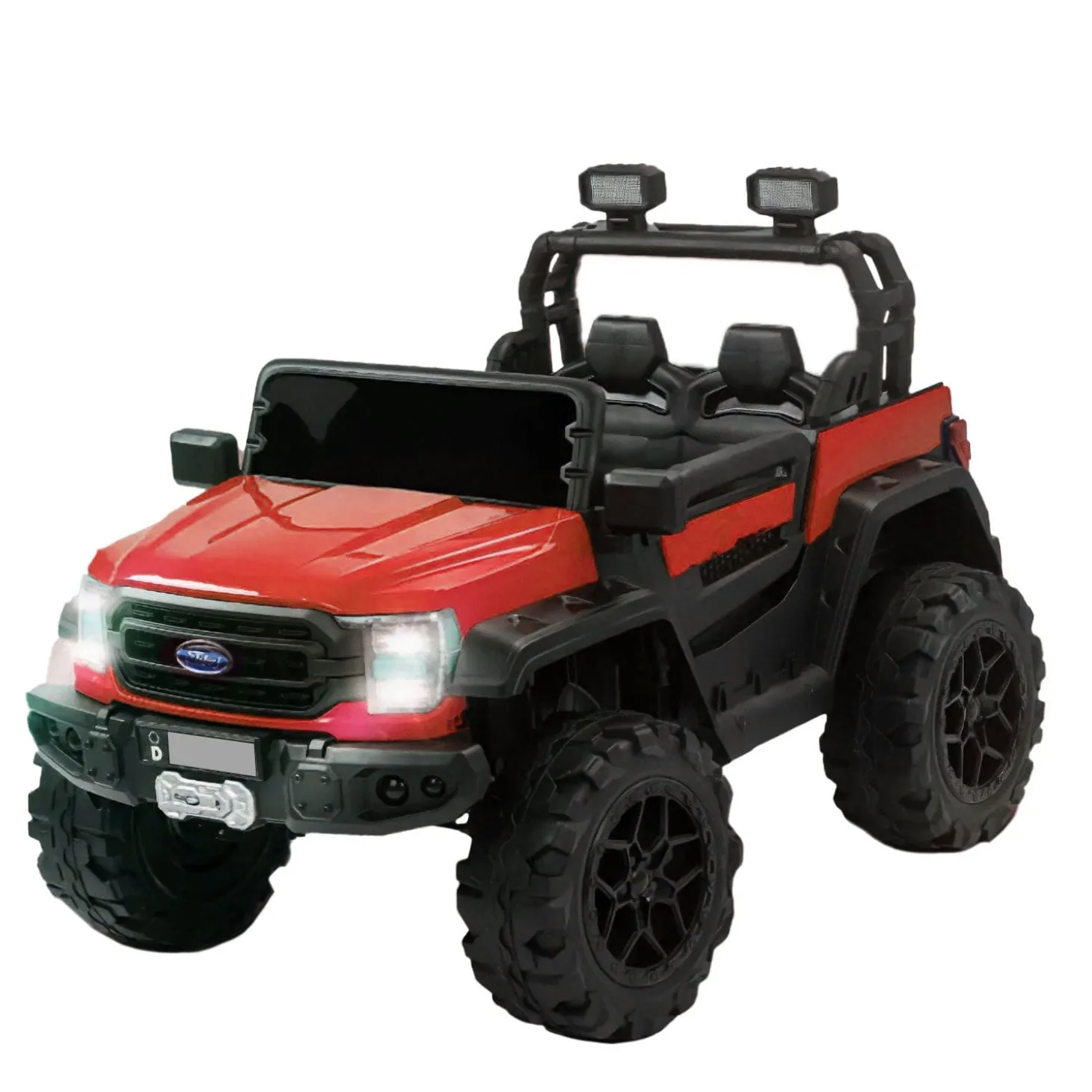 Baby Moo Ford 4X4 Battery Operated Electric Ride On Jeep Rechargeable 12V Battery With Remote Control LED Lights, Music & USB Port - Red