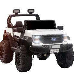 Baby Moo Ford 4X4 Battery Operated Electric Ride On Jeep Rechargeable 12V Battery With Remote Control LED Lights, Music & USB Port - White