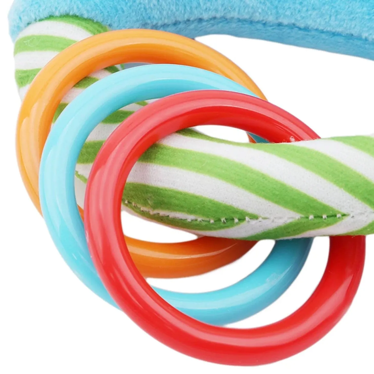 Baby Moo Forest Animals Squeaker Teething Ring Handheld Rattle - Blue