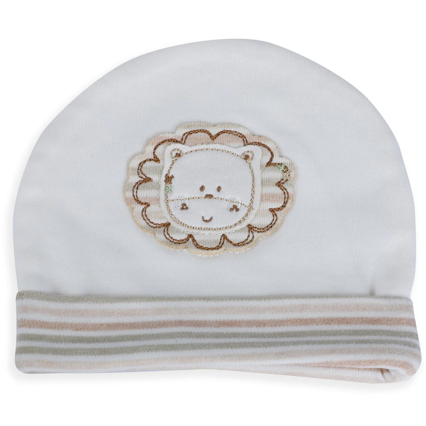 Baby Moo Forest Lion Organic Soft Cotton Cap - White