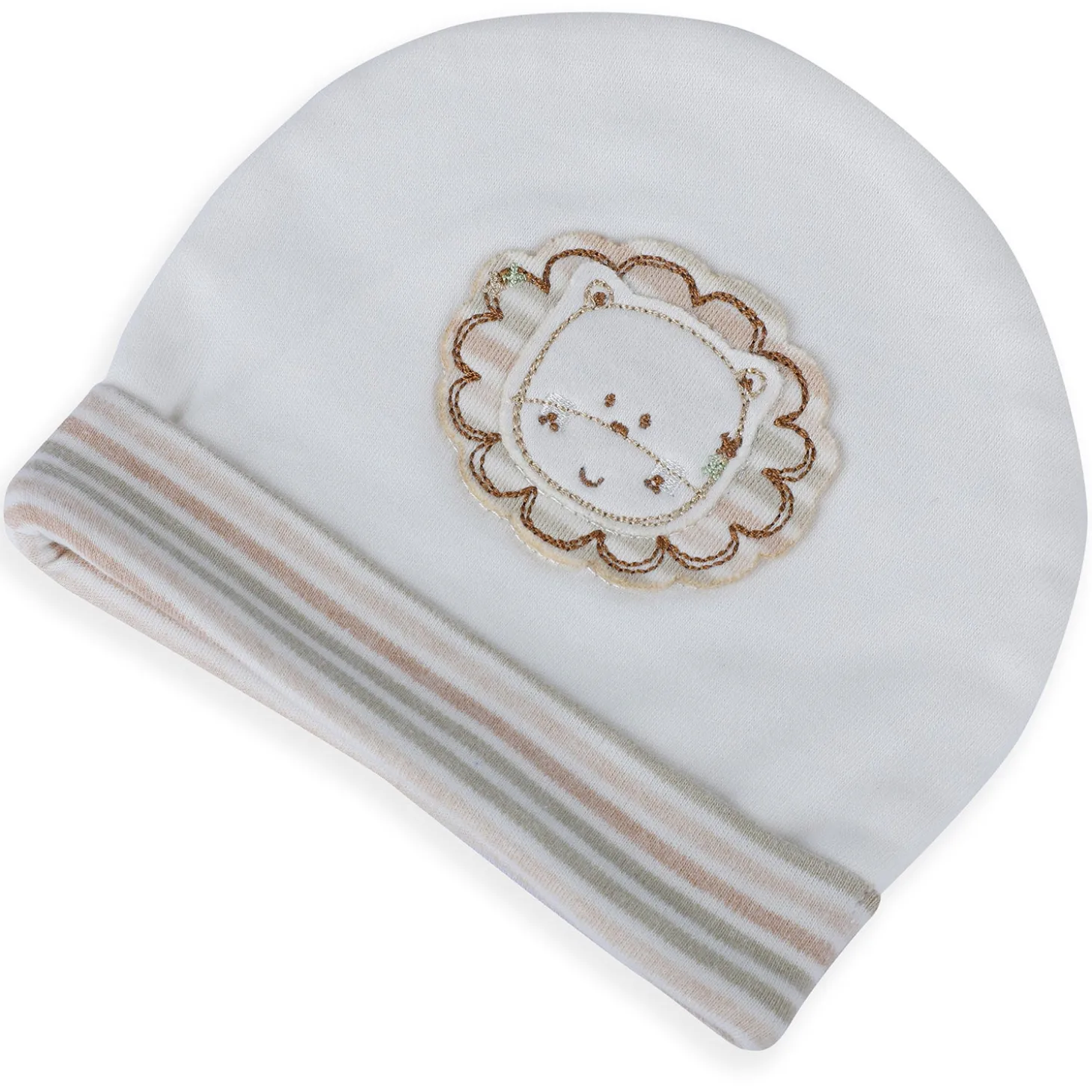 Baby Moo Forest Lion Organic Soft Cotton Cap - White