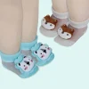 Baby Moo Fox And Bear 3D Rattle Anti-Skid Socks Booties Pack of 2 - Beige, Green