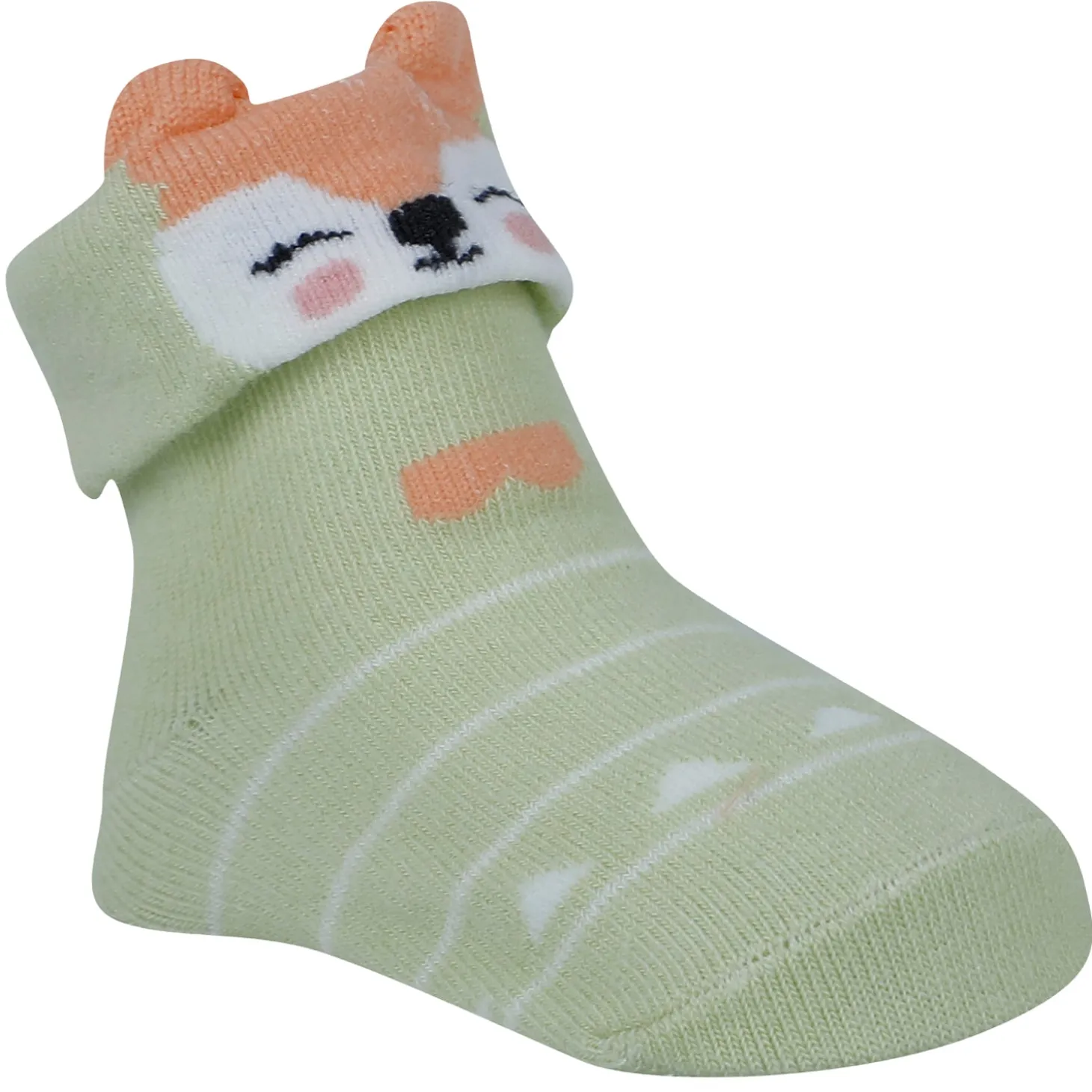 Baby Moo Fox 3D Anti-Skid Socks Booties Pack of 3 - Multicolour