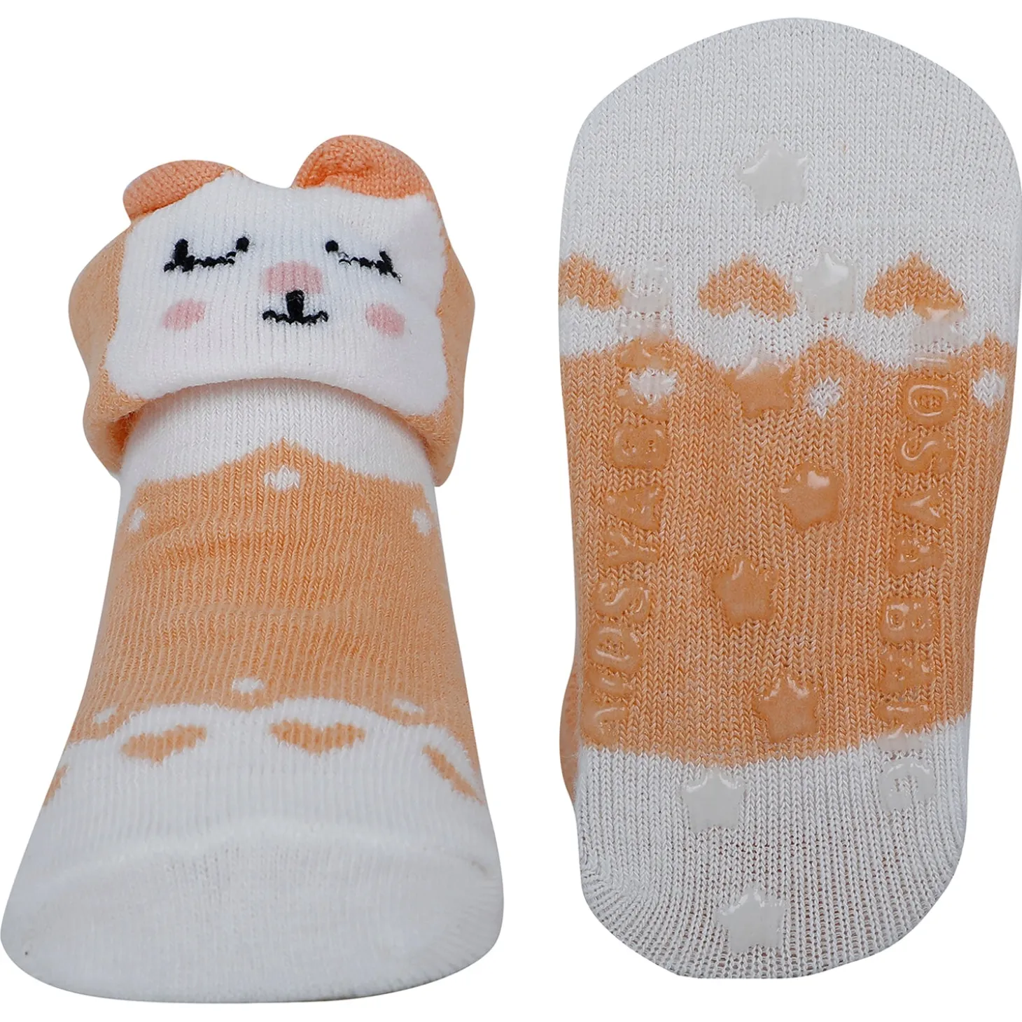 Baby Moo Fox 3D Anti-Skid Socks Booties Pack of 3 - Multicolour