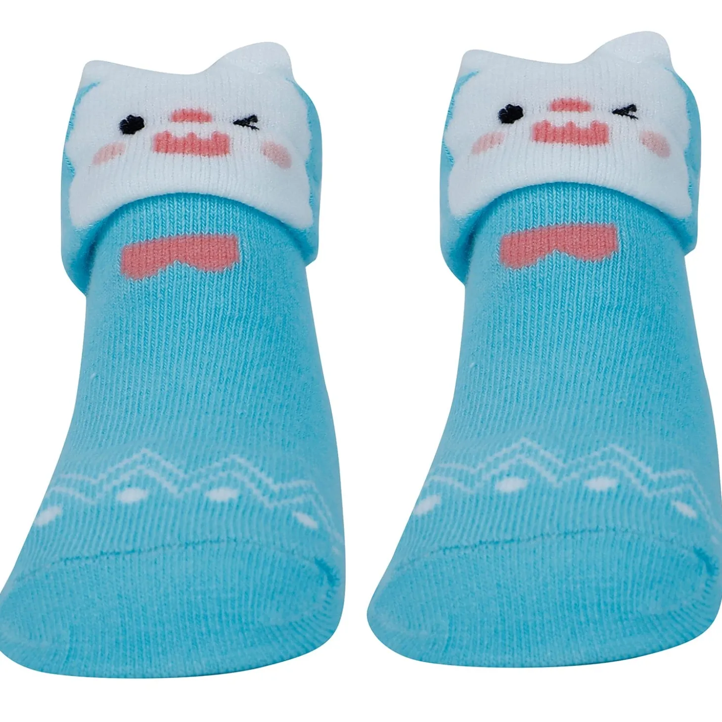 Baby Moo Fox Puppy 3D Anti-Skid Socks Booties Pack of 3 - Red, Blue