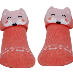 Baby Moo Fox Puppy 3D Anti-Skid Socks Booties Pack of 3 - Red, Blue