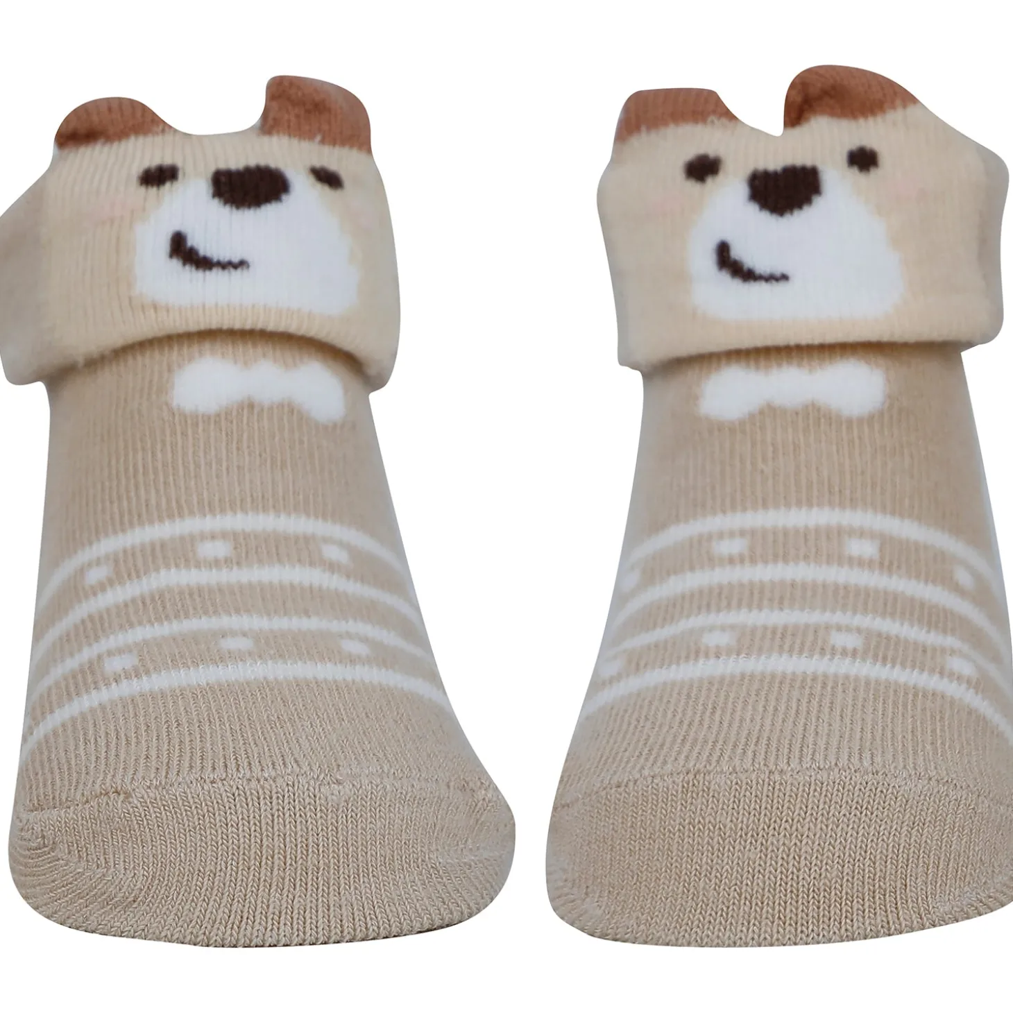 Baby Moo Fox Puppy 3D Anti-Skid Socks Booties Pack of 3 - Red, Blue