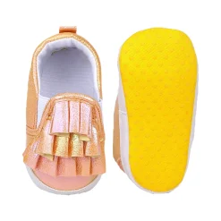 Baby Moo Frill Partywear Anti-Skid Slip-On Booties - Gold