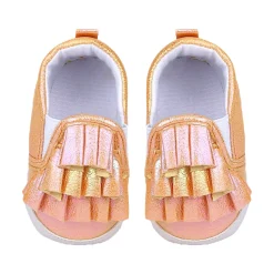 Baby Moo Frill Partywear Anti-Skid Slip-On Booties - Gold