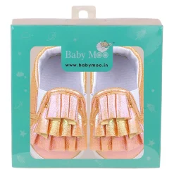 Baby Moo Frill Partywear Anti-Skid Slip-On Booties - Gold