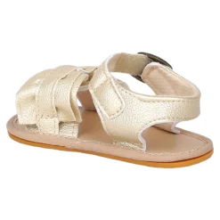 Baby Moo Frill Patterned Vegan Leather Buckle Strap Anti-Skid Sandals - Gold