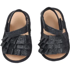 Baby Moo Frilly Glitter Partywear Velcro Straps Anti-Skid Sandals - Black