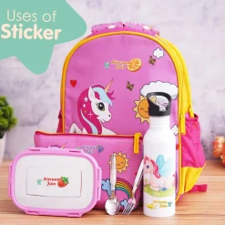 Baby Moo Fruits Personalised Name Self Adhesive Transparent Embossed Stickers, 3D Labels 10 Pcs Stationery Set for Children - Multicolour