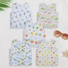 Baby Moo Fruity Fun Prints V-Neck Sleeveless Front Opening Button Cotton Jhablas 5 Pcs - Green, Multicolour