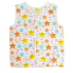 Baby Moo Fruity Fun Prints V-Neck Sleeveless Front Opening Button Cotton Jhablas 5 Pcs - Green, Multicolour