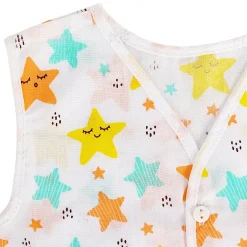 Baby Moo Fruity Fun Prints V-Neck Sleeveless Front Opening Button Cotton Jhablas 5 Pcs - Green, Multicolour